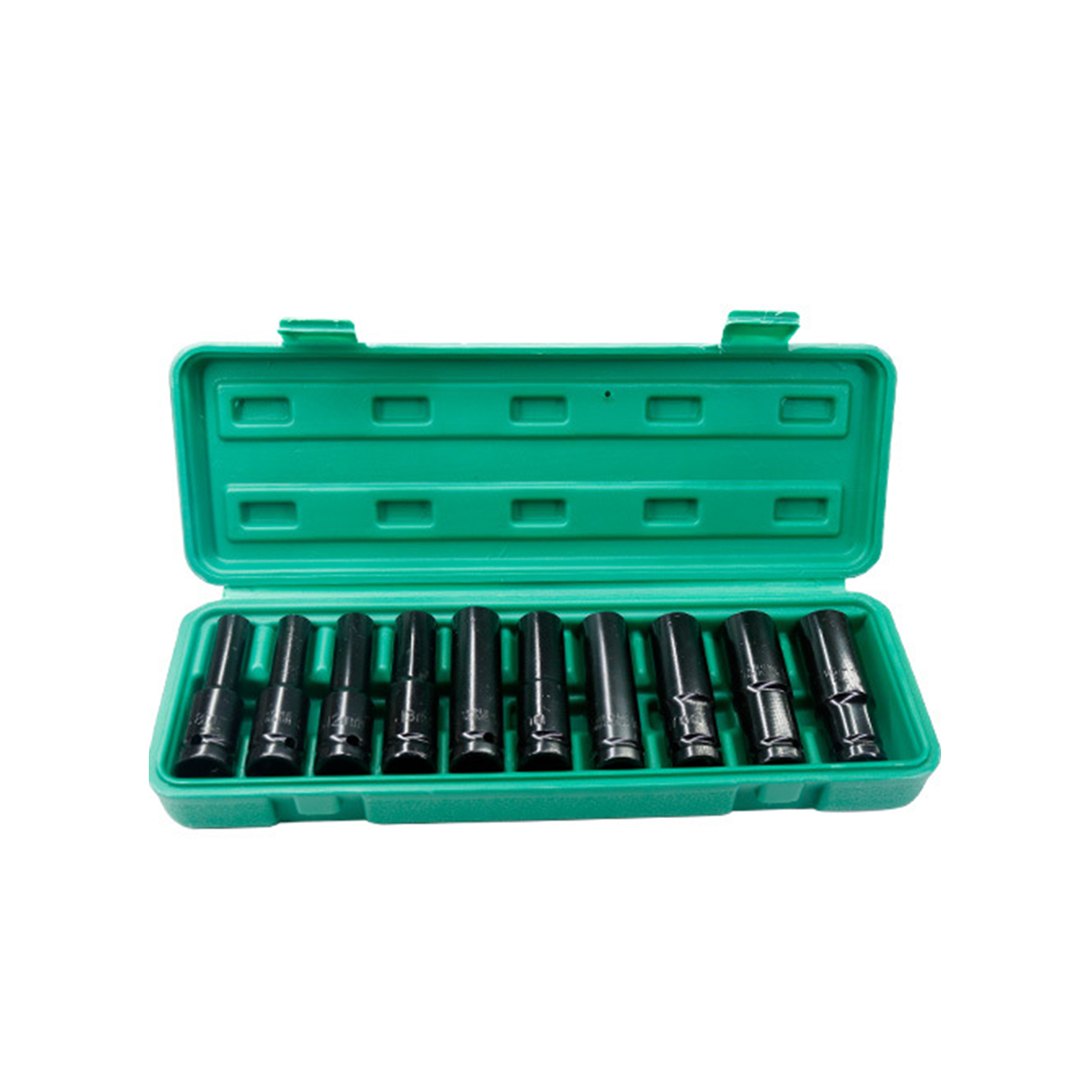 1/2Inch Drive Hex Impact Socket Set 10-Piece Deep Socket Metric Sizes  8-19Mm Carbon Steel With Storage Box