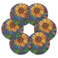 thumbnail image 2 of 6 Pieces Coil Coasters Bar Coasters Anti-slip Coasters Heat-resistant Coasters Fashion Stained Glass Sunflower, 2 of 7