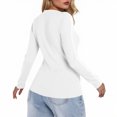 thumbnail image 3 of Women Long Sleeve Shirts Casual Comfy Fit Crewneck Pullover Tshirts Basic Fashion Color Block Lightweight Fall Winter Tops, 3 of 5