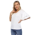 thumbnail image 2 of Women's Ruffle Tunic Top Casual V Neck Shirt Bell Half Sleeve Pullover Blouse Top, 2 of 5