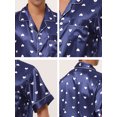 thumbnail image 5 of Lars Amadeus Conjunto de pijama de satén para hombre, con botones y estampado de corazones, ropa de dormir corta, ropa de descanso, conjuntos de pijamas Azul M Unique Bargains Conjunto, 5 of 5