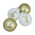 thumbnail image 3 of Northlight Reindeer and Striped Christmas Glass Ball Ornaments - 2.75" (69mm) - Gold and White - 4pc, 3 of 4