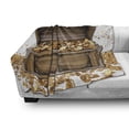 thumbnail image 3 of Chest Soft Flannel Fleece Throw Blanket, Wealth Themed Gold Coins Kings Ransom Wooden Box Pirate Treasure Picture, Cozy Plush for Indoor and Outdoor Use, 70" x 90", Umber Earth Yellow, by Ambesonne, 3 of 6