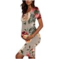 thumbnail image 4 of yoeyez Robes de Maternité pour Femmes à Manches Courtes, Col Rond, Robes à Fleurs, Robe Moulante en Coton de Maternité, Vêtements de Maternité pour Femmes Enceintes Multicolore,G, 4 of 6