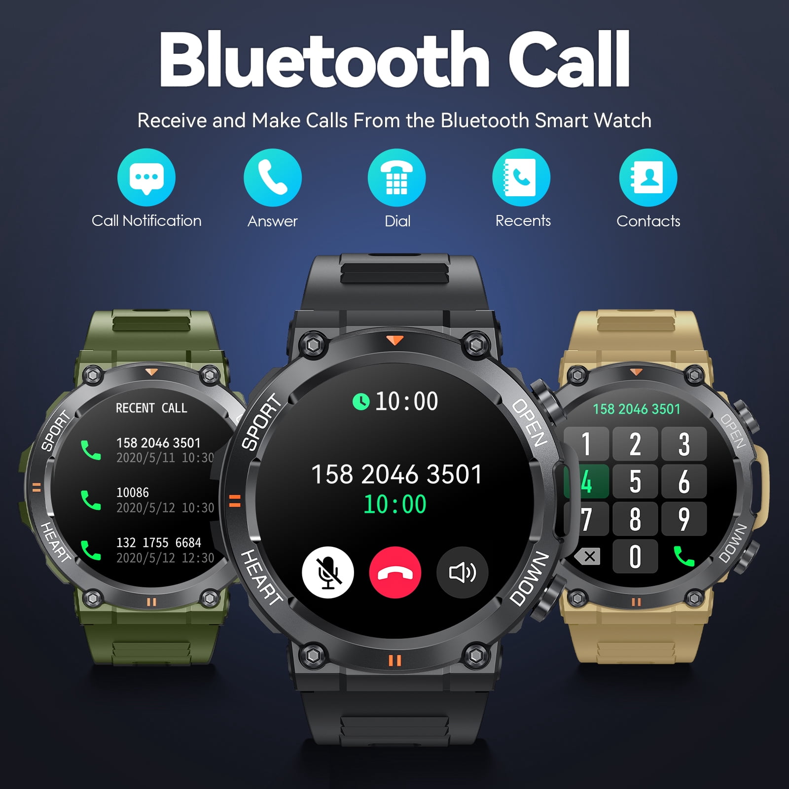Smart Watch for Men (Answer/Make Calls) 1.39" HD Big Screen Fitness Tracker Smartwatch Compatible with Android iPhone Samsung