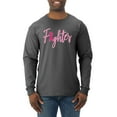 thumbnail image 1 of Wild Bobby, Fighter Breast Cancer Survivor, Breast Cancer Awareness, Men Long Sleeve Shirt, Heather Black, Medium, 1 of 4