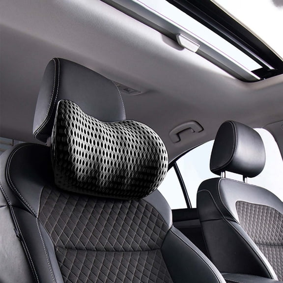 tzyudk Foam Car Neck Pillow Protective Lumbar Back Support Breathable Car Headrest Cushion Relieve Stress Car Seat Pillow Affordable Useful Black 100%Polyester