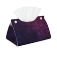 thumbnail image 2 of Lsque Black Dark Blue Purple Printed Long Tissue Box Cover Holder, Facial Paper Organizer Dispenser,Triangle with Bottom Belt, PVC Leather Decorative Organizer, 2 of 9