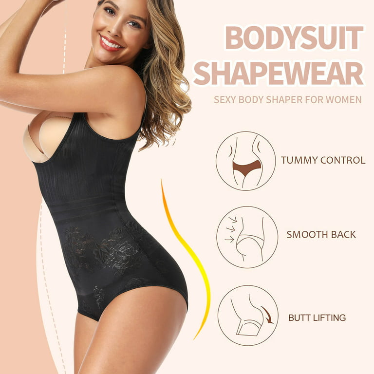 VASLANDA 2 Packs Shapewear Bodysuit for Women Tummy Control Open