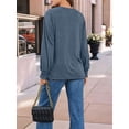 thumbnail image 4 of Blusas de Larga para Mujer, con Cuello Redondo Plisado, Informales, de Negocios, Ropa de Moda. Azul XL, 4 of 6
