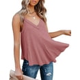 thumbnail image 5 of Women's Flowy V Neck Cami Shirts Summer Casual Tank Tops Loose Sleeveless T Shirts, 5 of 6