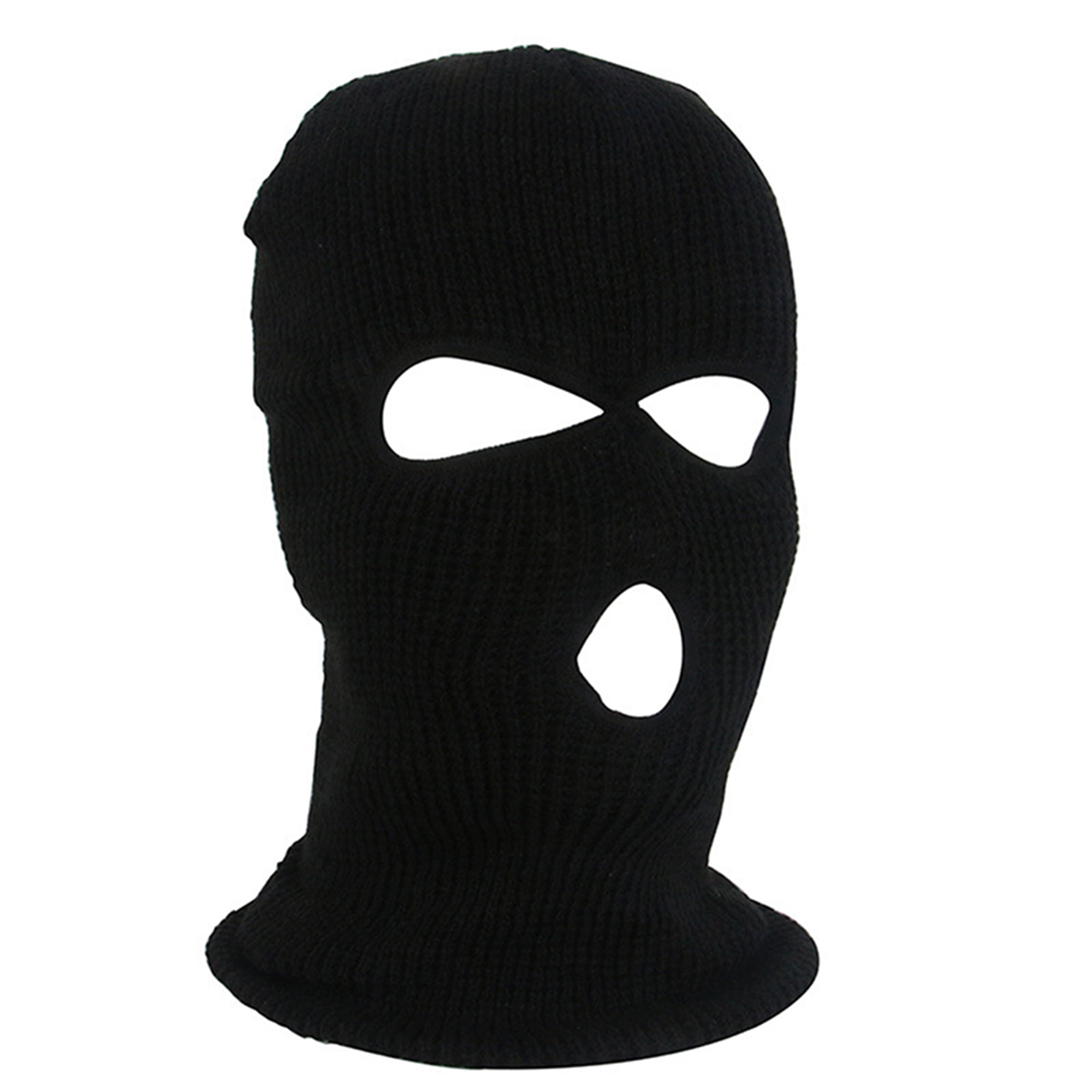 Black Knit Hat 3 Hole Ski Mask Balaclava Face Shield Beanie Cap Snow Winter Warm 