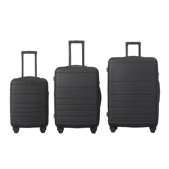 TOPCOMFY 3 Piece Luggage Set Lightweight ABS Hardshell Suitcases with Spinner Wheels TSA Lock Durable Travel Suitcases 20in 24in 28in Black
