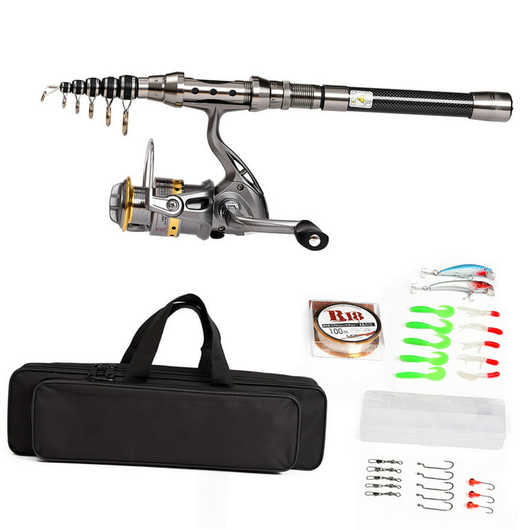 Lixada Telescopic Fishing Rod and Reel Combo Full Kit Fishing Reel Gear  Organizer Pole Set with 100M Fishing Line Lures Hooks Jig Head and Fishing  Carrier Bag Case Fishing Accessories 