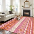 thumbnail image 2 of Pink Orange Boho Area Rugs 5'x8', Washable Small Throw Rugs for Classroom Bedroom, Vintage Ethnic Tribe Abstract Art Indoor Outdoor Rug Non-Slip Low Pile Carpet Runner Reversible Floor Mats, 2 of 8