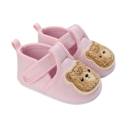

Shuttle tree Baby Girls Boys Shoes Soft Anti-Slip Sole Newborn First Walkers Cartoon Bear Canvas Unisex Infant Sneaker