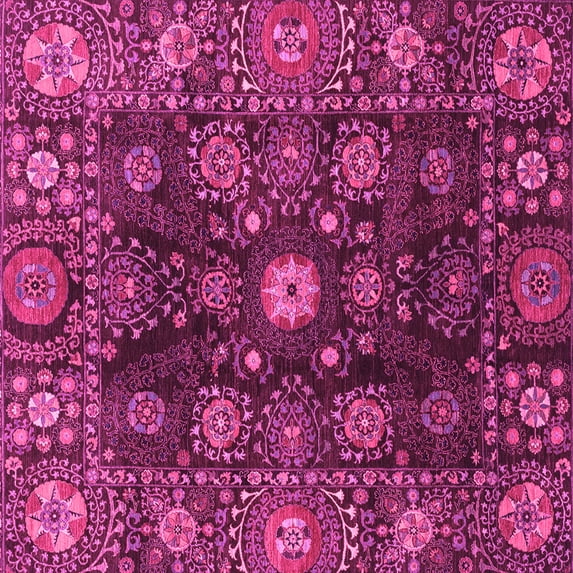 Ahgly Company Indoor Square Abstract Pink Modern Area Rugs, 8' Square