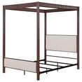 thumbnail image 7 of Zemy Queen Canopy Bed with 4 Posts, Beige Upholstery, Brown Metal, 7 of 7