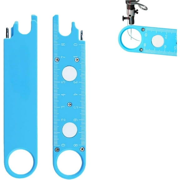 Three-in-one multi-functional needle threader, with magnetic quick threading device, sewing ruler, and magnifying glass, suitable for sewing machines.