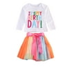 Dewadbow Baby Girl Kid Toddler T-shirt+Skirt Short Dress Outfit Set Birthday Clothes