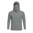 thumbnail image 6 of Sun Protection Shirts for Men Long Sleeve Mask Thumb Hole Moisture Wicking Plain Fishing Athletic Hoodie Shirts with Pockets Gray L, 6 of 8