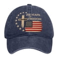 thumbnail image 3 of Washed Cotton Hats with Vintage Flag Design And Adjustable Fit, Great for Father’s Day Gifts Birthday Surprises Navy, 3 of 5