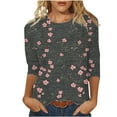 thumbnail image 3 of VBTAPA 3/4 Sleeve Shirts for Women Cute Floral Graphic Tees Dressy Casual Summer Blouse Tops Sales of the Day Multicolor S, 3 of 6