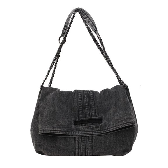 Women Denim Chain Strap Crossbody Bag Distressed Casual Shoulder Purse