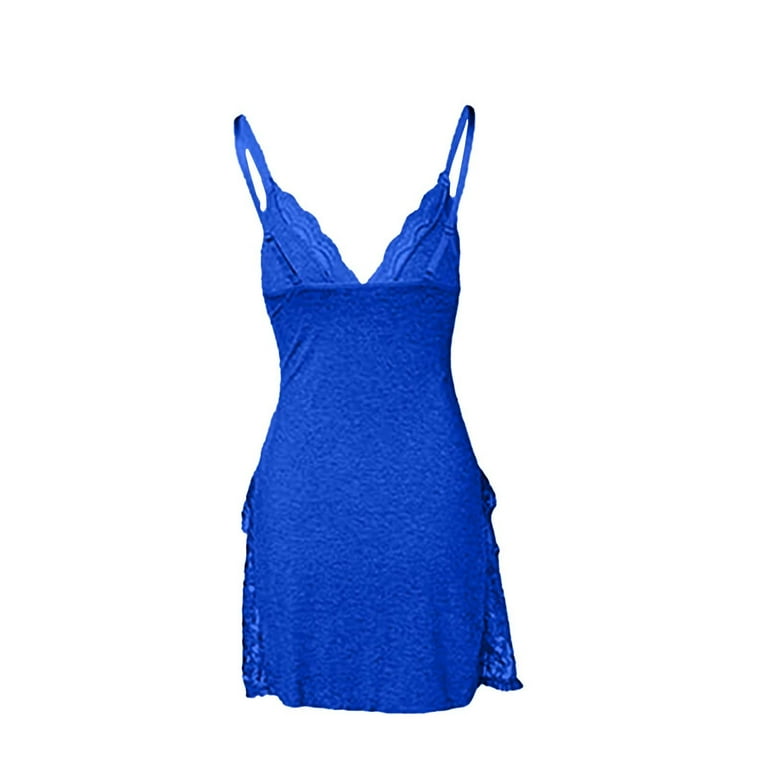 Cqxid525 Clothing Sale Women's Sleepwear Lace Trim Slit Nightgown Lace Trim  Side Sleep Dress Slit Bowknot Decor Sleep Spaghetti Dress - Walmart.com