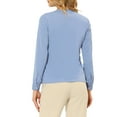 thumbnail image 3 of INSPIRE CHIC Women's Solid Long Sleeve Chiffon Work Business Blouse XS Gray Blue, 3 of 6