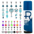 thumbnail image 1 of BodyJ4You 65 Belly Button Rings Dangle Barbells 14G Goldtone Steel CZ Navel Set Body Jewelry, 1 of 6