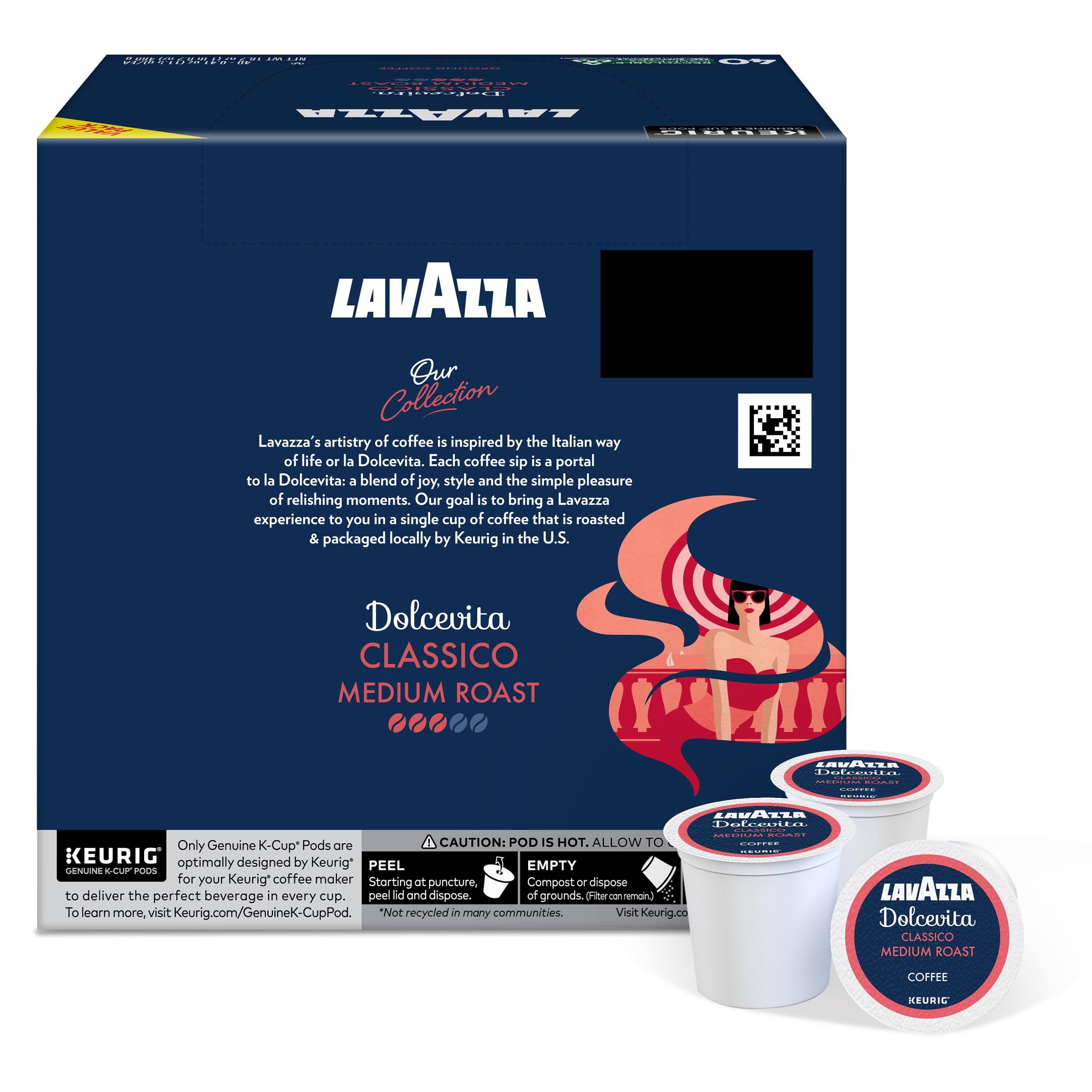 Lavazza Dolcevita Classico Keurig K-Cup® Pods, Medium Roast, Arabica and Robusta Blend (40 Pods), Packaging May Vary