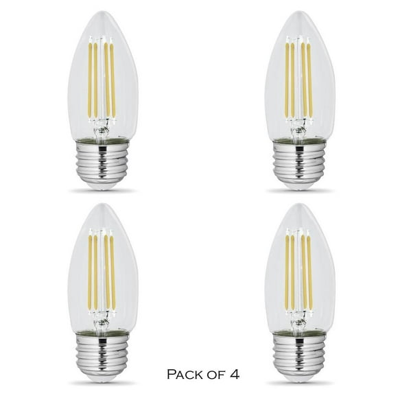 Candélabre, base E26, filament transparent équivalent 6 W-60 watts (Pack de 4), 3000k, edison, cri90, es, à intensité variable, ampoule LED (Pack de 4)