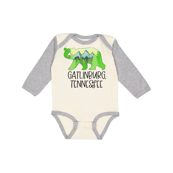 Inktastic Gatlinburg, Tennessee Mountains and Bear Shape Boys or Girls Long Sleeve Baby Bodysuit