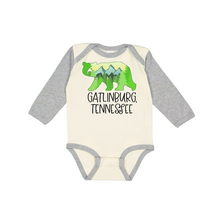 

Inktastic Gatlinburg Tennessee- Mountains and Bear Shape Gift Baby Boy or Baby Girl Long Sleeve Bodysuit