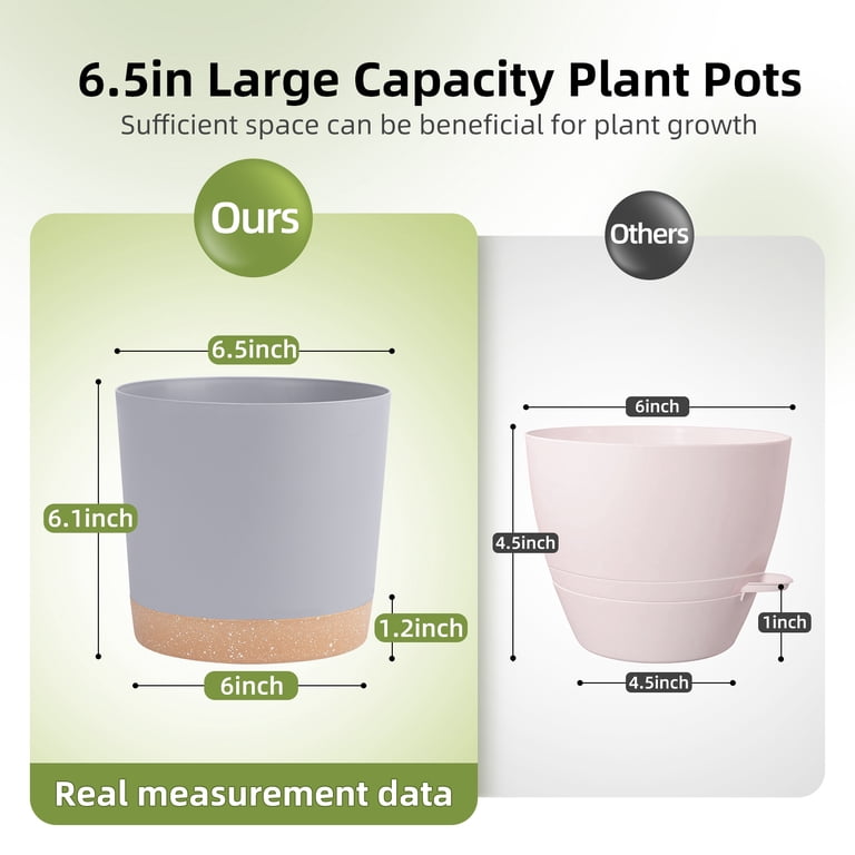 QCQHDU 6.5-Inch Plant Pots with Drainage, Set of 2 photo 2