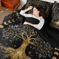 thumbnail image 5 of Homewish Tree of Life Twin Bedding, Vintage Moon Phase Bedding Comforter Set, Black Reversible 7-Piece, 5 of 7