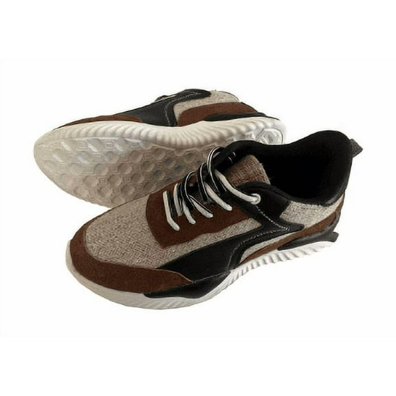 Men's Hemp Sneakers Custom Handcrafted By The Skilled Artisans In Nepal - Tan Pattern