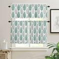 thumbnail image 2 of 3 Piece Green Leaves Plant Kitchen Curtains, Tier and Valance Rod Pocket Window Curtains Set Grey Modern Art Cafe Curtains for Kitchen Valances Window Treatment 54X18in+27x24in×2, 2 of 5