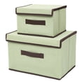 thumbnail image 2 of Caja de almacenamiento plegable con tapa (paquete de 2, grande y pequeña) | Organizador de juguetes y armario de tela no tejida | Plegable para un fácil almacenamiento | Organización del hogar, la, 2 of 6
