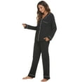 thumbnail image 2 of HEARTNICE Women Button up Pajama Set Long Sleeve Sleepwear Lightweight Pjs Set,(Black,XL), 2 of 5