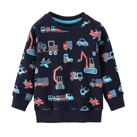 

CM-Kid Toddler Boys Sweatshirt Crewneck Pullover Truck Casual Tops 5t