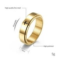 thumbnail image 2 of PAMTIER Unisex 6mm Stainless Steel Simple Christian Cross Religion Rotatable Lucky Biker Ring Anxiety Fidget Band Prayer Faith Gold Size 10, 2 of 5