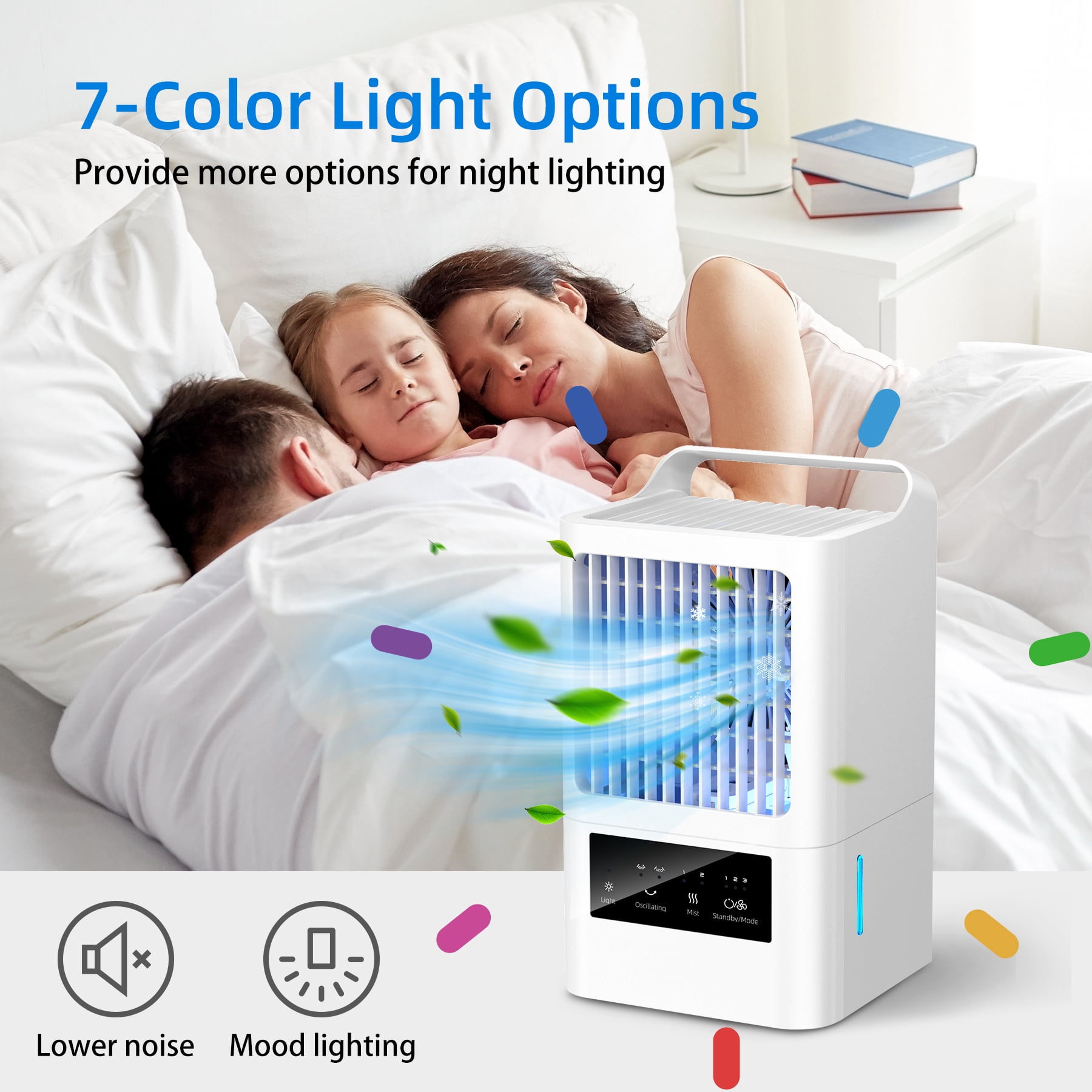 ALROCKET Portable Air Conditioners, Evaporative Air Cooler with 120°Oscillating Mist Humidifier, Portable AC Unit for Bedroom Office Dorm
