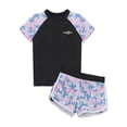 thumbnail image 3 of Alvivi Kids Girls Rash Guard Two Piece Tankini Set Swimsuit UPF 50+ Sun Protection Bathing Suit Black 13-14, 3 of 7