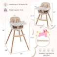 thumbnail image 2 of Babyjoy 6 in 1 Convertible Wooden High Chair Toddler Feeding Chair with Cushion Light Brown, 2 of 8