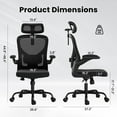 thumbnail image 5 of STARY Ergonomic Office Chair, Computer Chair with Adjustable Lumbar Support, Flip-up Arms and Headrest, Breathable Mesh Desk Chair for Home Office, Black & Black, 5 of 7