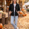 thumbnail image 4 of Sorvello Women's Lightweight Fleece Lined Jacket, Long Sleeve Casual Fall Outerwear With Pockets Black L, 4 of 7