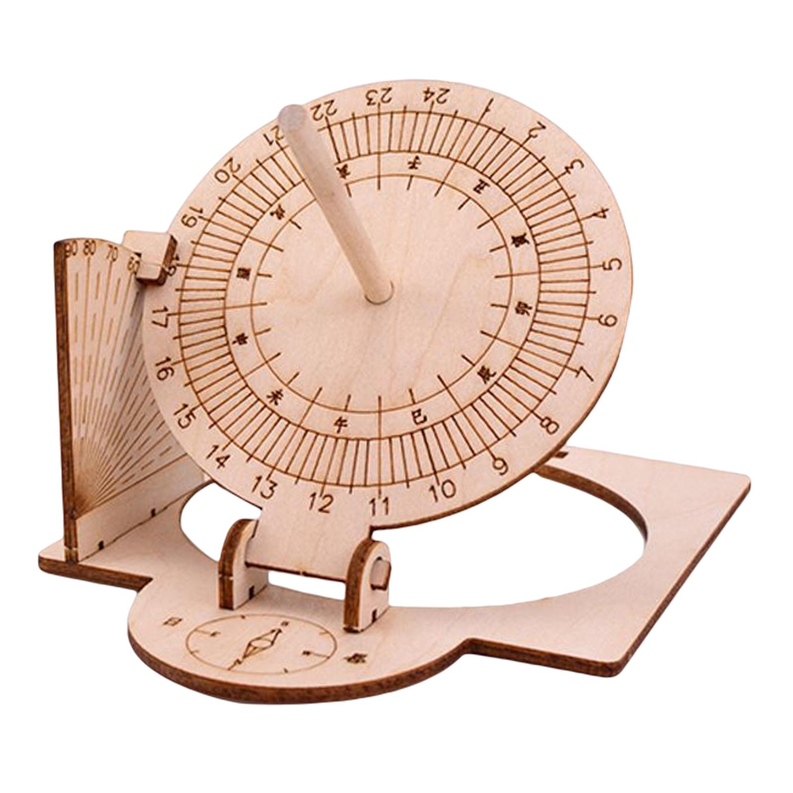 Equatorial Sundial Clock DIY Wooden Building for Adults and Children Experiment Equipment Durable Manual Assembly Model Teaching Aid - image 3 of 6