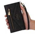 thumbnail image 5 of For iPhone 17 Wallet Case,Women/Men A Multi-Card Slot Card Holder Premium Folio Flip Leather Protective Zipper Pocket Purse Wallet Case With Hand Strap and Shoulder Strap Case, Black, 5 of 19